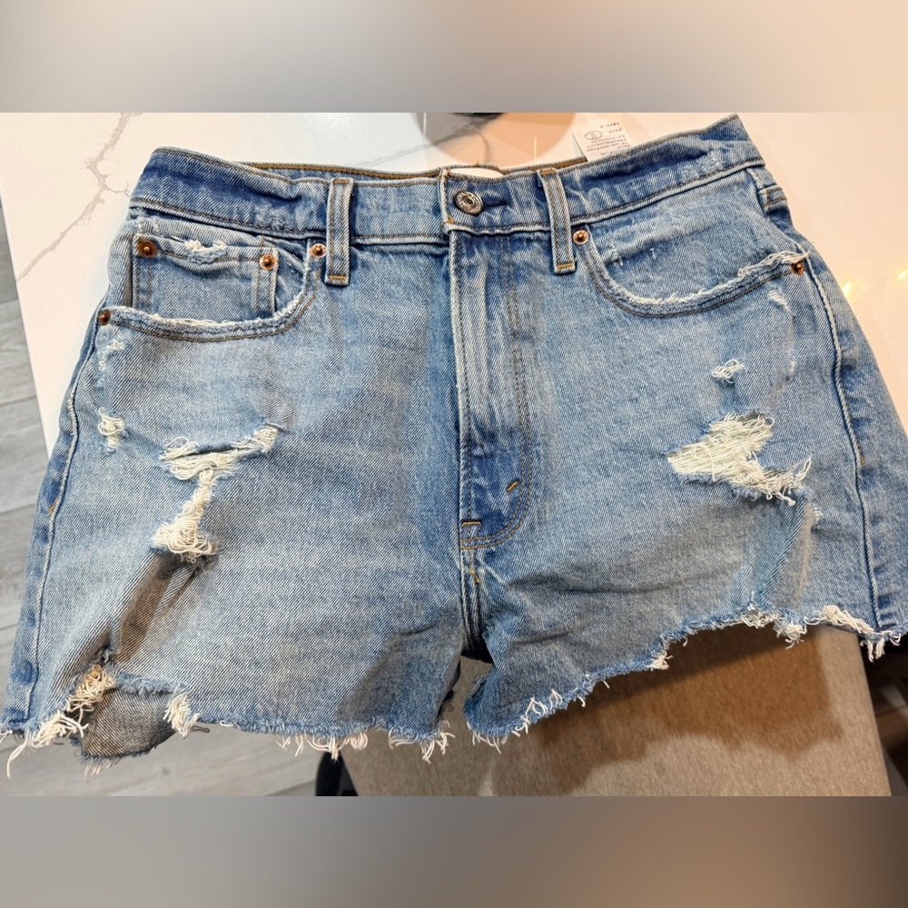 Abercrombie & Fitch Light Blue Distressed Jean Shorts
